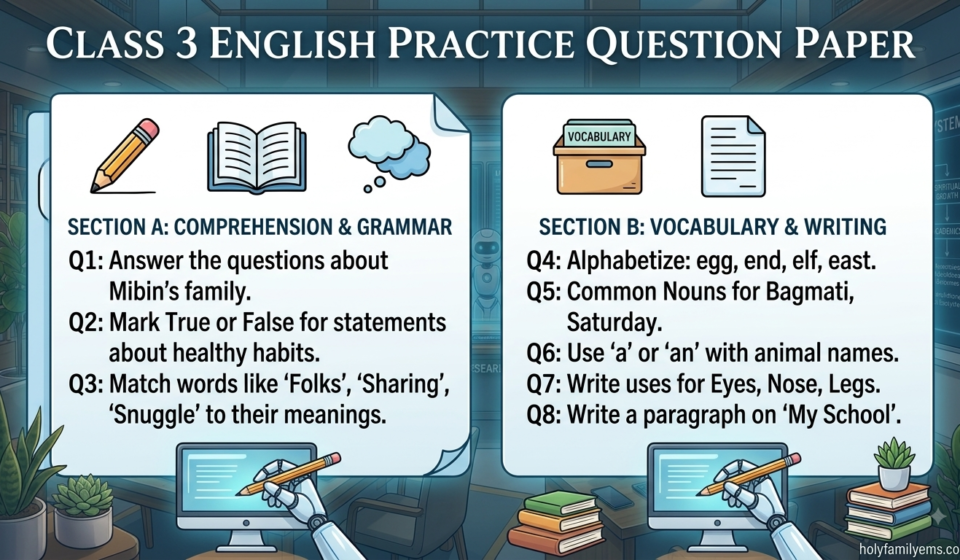 Class 3 English Question Paper 2026/2083 Practice Set & Model Answers Class 3 English Question Paper 20262083 Practice Set & Model Answers